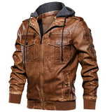 Men's hoodie PU jacket men's fashion motorcycle jacket