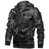 Men's hoodie PU jacket men's fashion motorcycle jacket