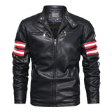 Men's stand-up collar motorcycle jacket leather jacket