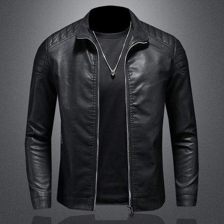 Men's Leather Motorcycle Jacket Thin Coat