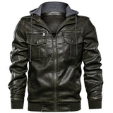 Men's hoodie PU jacket men's fashion motorcycle jacket