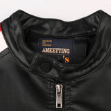 Men's stand-up collar motorcycle jacket leather jacket