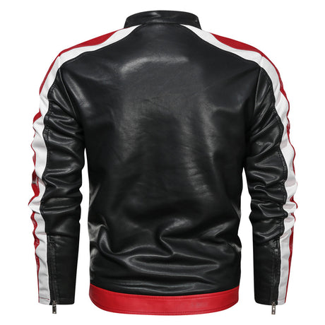 Men's stand-up collar motorcycle jacket leather jacket