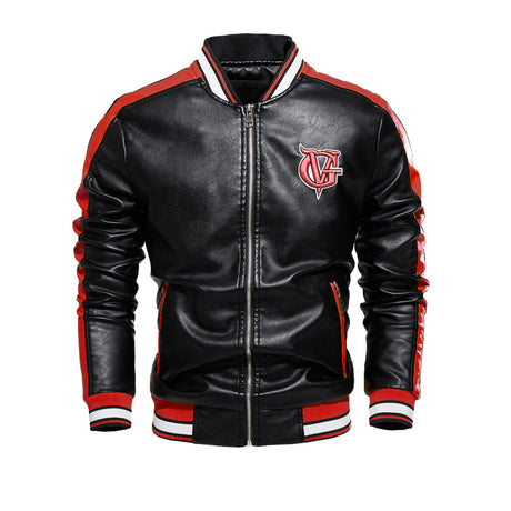 Men's pu coat British motorcycle leather jacket