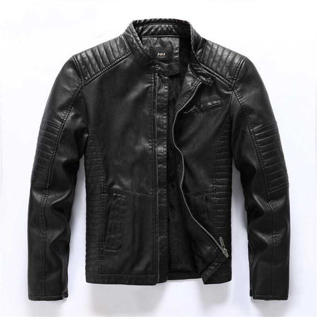 New Men's Motorcycle And Velvet Leather Jacket