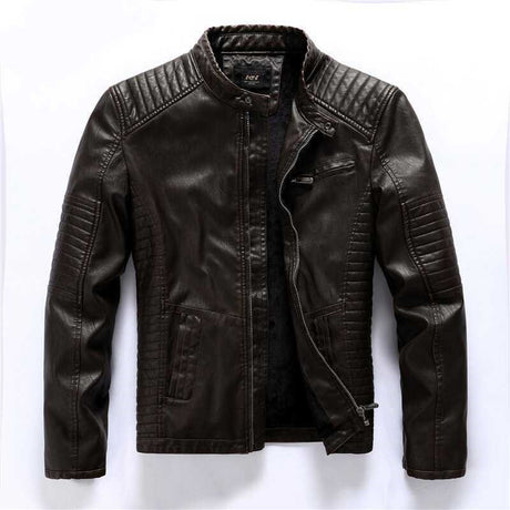 New Men's Motorcycle And Velvet Leather Jacket